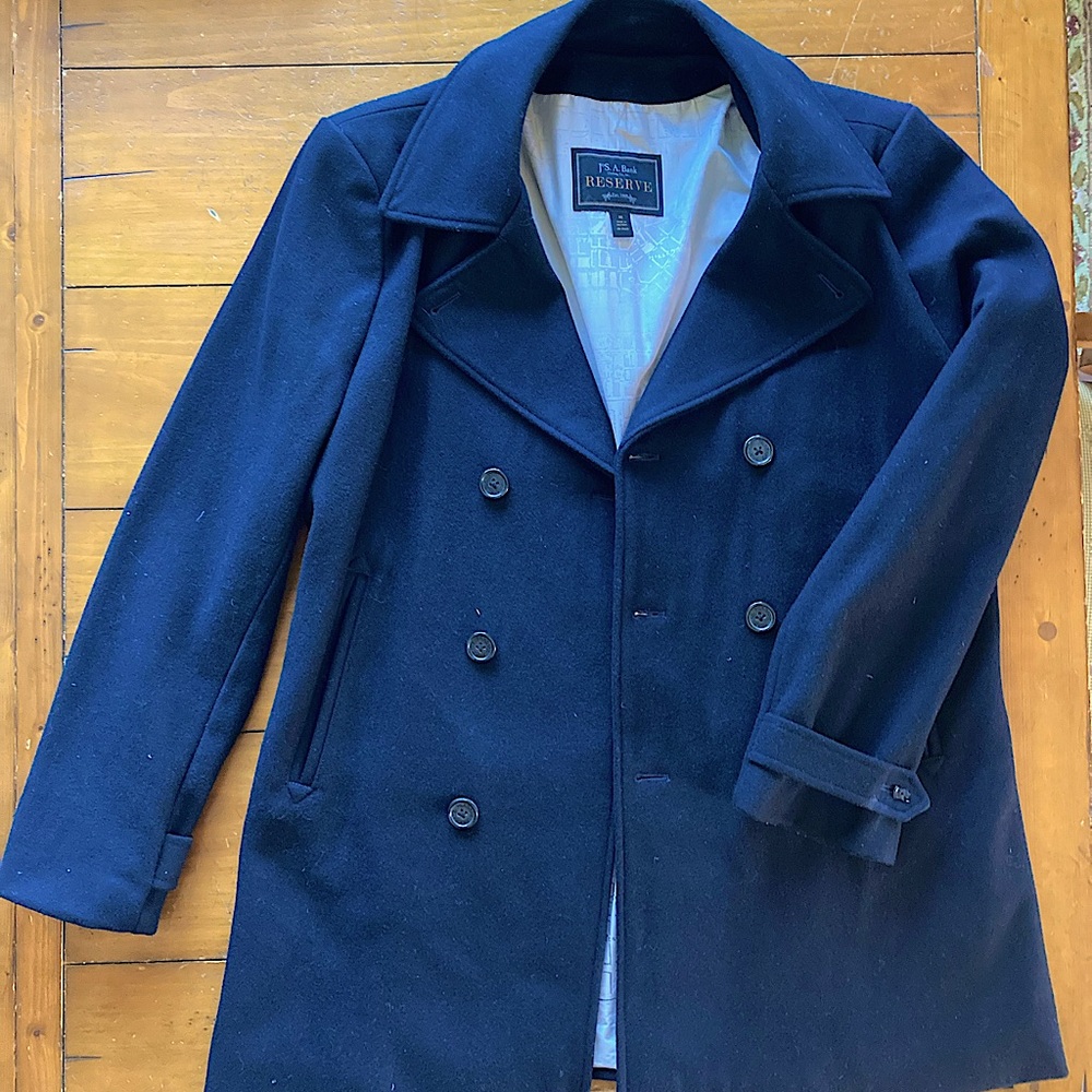 Mens, Joseph A Bank Reserve pea coat, size medium.
